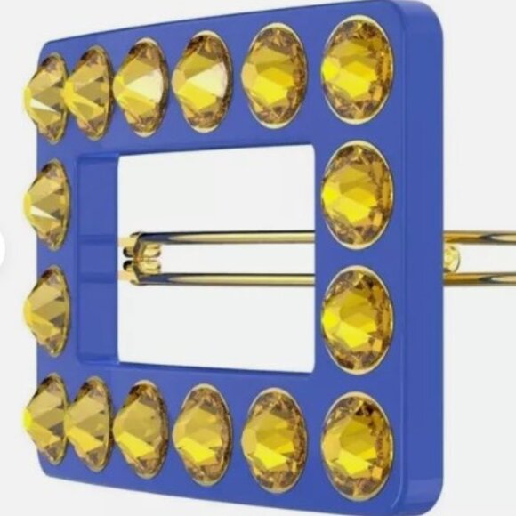 SWAROVSKI Hair clip Dark Blue Rectangle Gold-tone plated 5623076